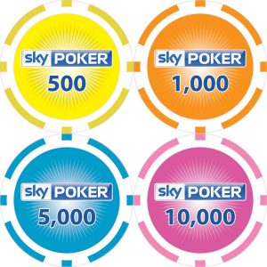 Branded casino chips printed with a custom logo