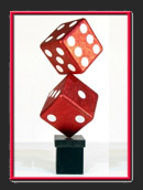 Casino dice on a craps table hired for a private event