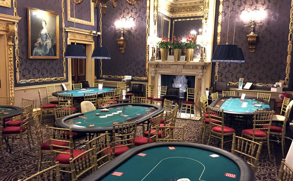 Corporate poker event with branded tournament tables