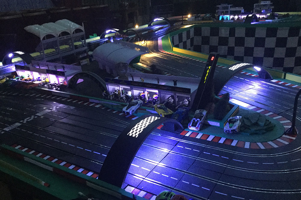 Scalextric track hire set up for an event
